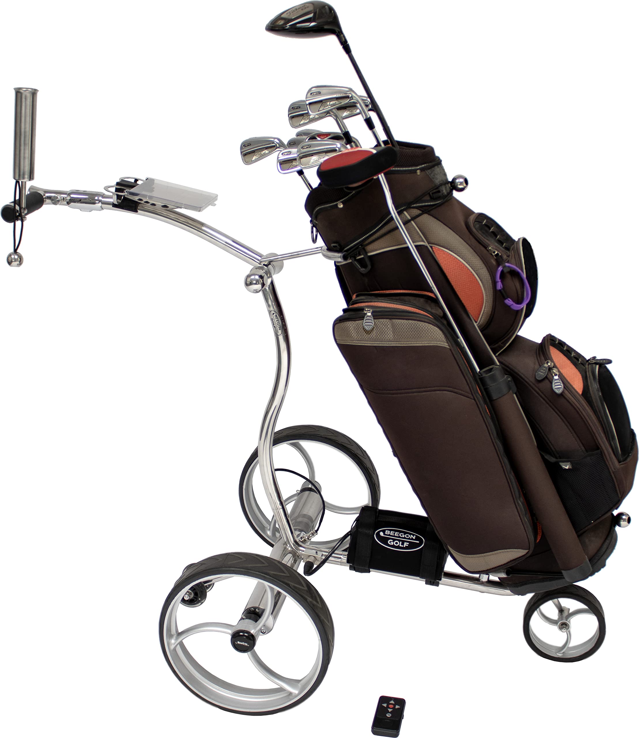 BeeGon Golf Carrello da Golf Elettrico GT-ES900R PRO Litio, Acciaio Inossidabile, 10Ah con Telecomando