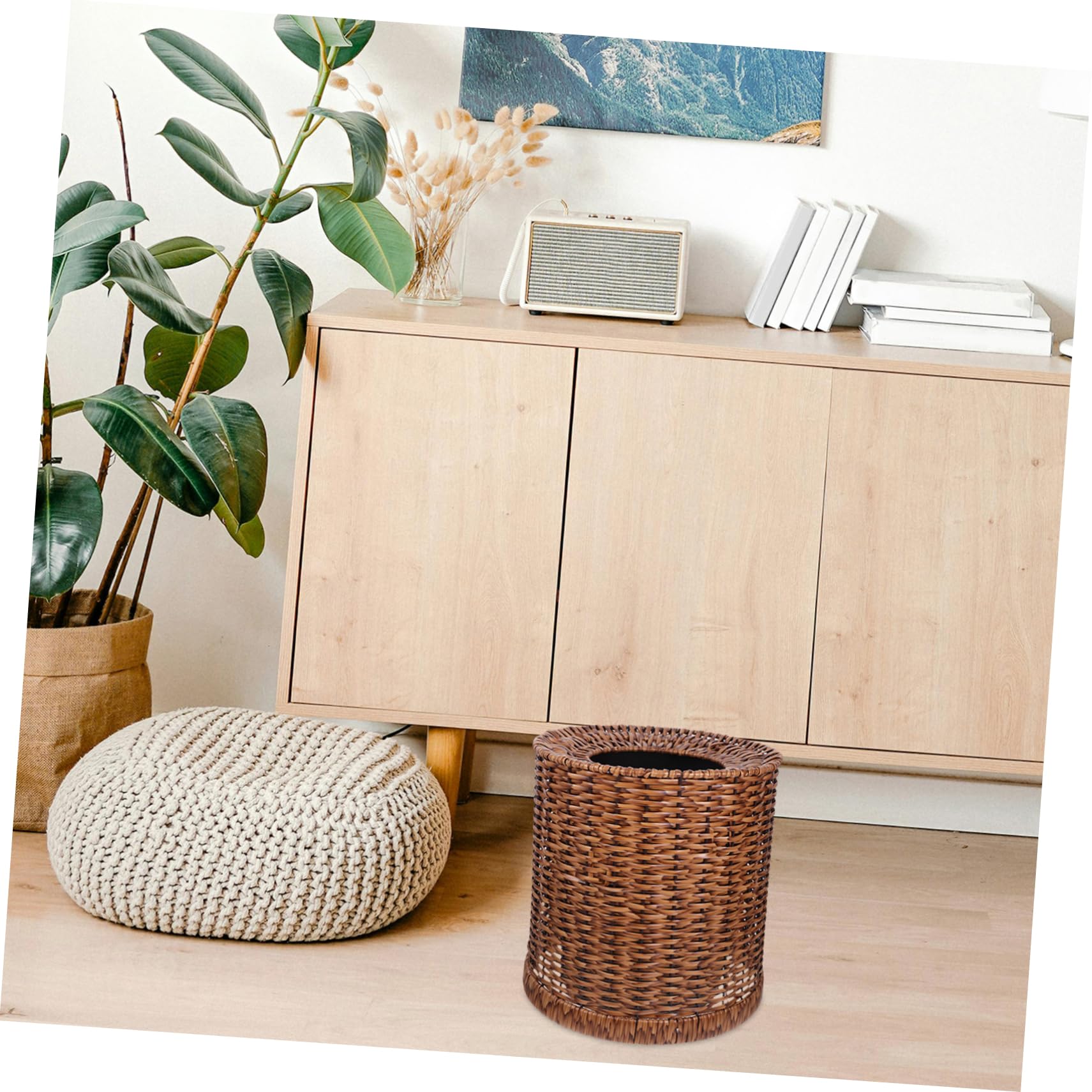 Alipis Cestino Decorativo Per Rifiuti in Rattan Leggero Cestino Per La Carta Da Cucina Borsa Nascosta Articoli Per Ufficio
