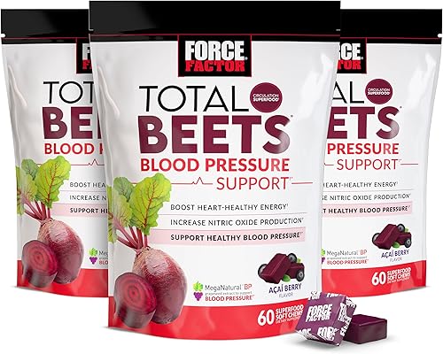 Vista 11 de FORCE FACTOR Total Beets Suplemento de apoyo para la presión arterial, suplementos de remolacha con polvo de remolacha, masticables de remolacha