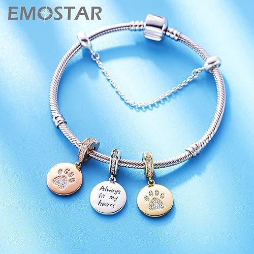 Miniatura 6 de Juego de dijes para perro compatible con pulsera de animales Pandora, dijes colgantes con estampado de pata de perro y dijes de perro de madre e