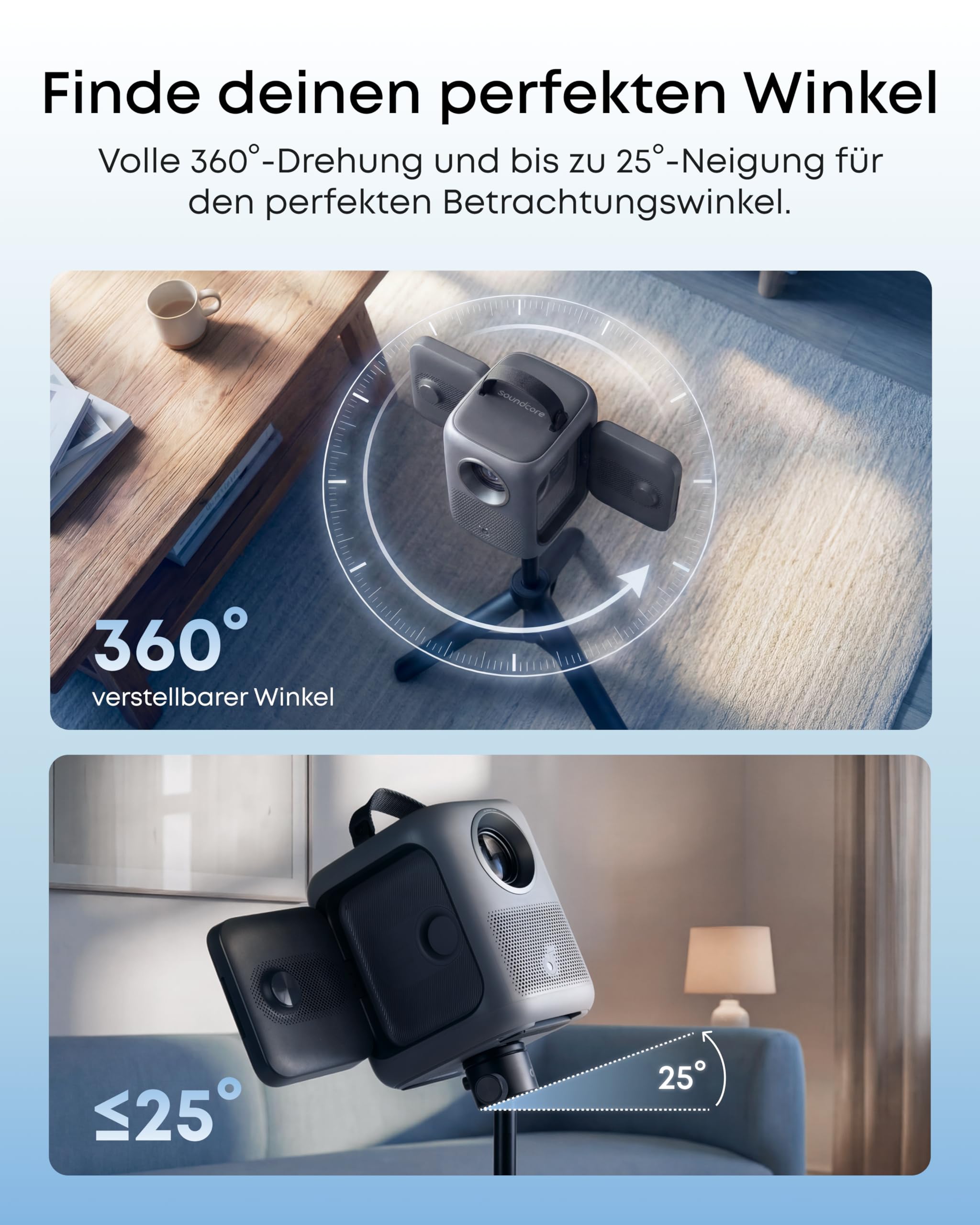 Nebula Quick-Mount Projektorständer, 1-Sekunden-Aufbau für Nebula P-Series Projektoren, universell kompatibel, stabil bis 3,3kg, faltbar auf 34cm