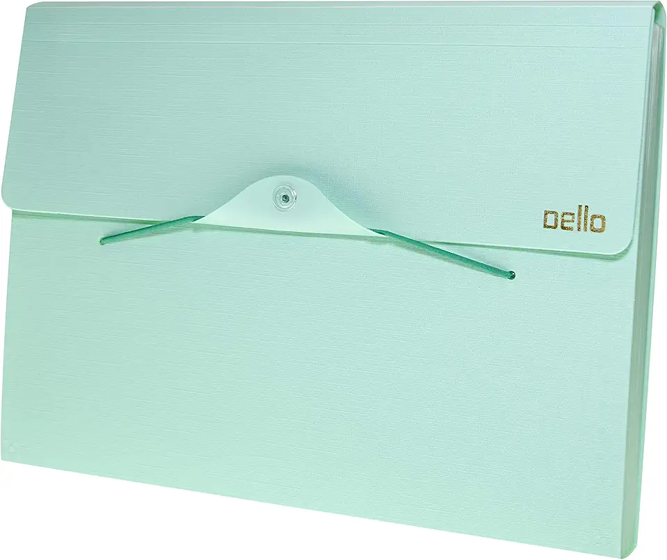 Pasta sanfonada A4 com 12 divisórias Linho serena Verde pastel 6096.vp Dello