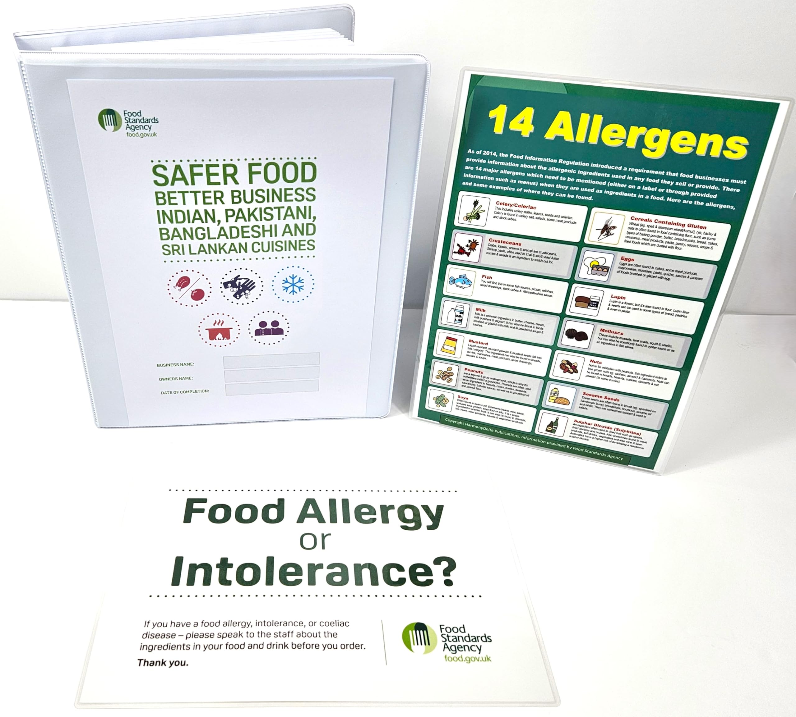 Safer Food Better Business for Indian, Pakistani, Bangladeshi & Sri Lankan Cuisines with 13 Month Diary and 13 Month Refrigeration Records in a Presentation Binder and 2 x Laminated Signs