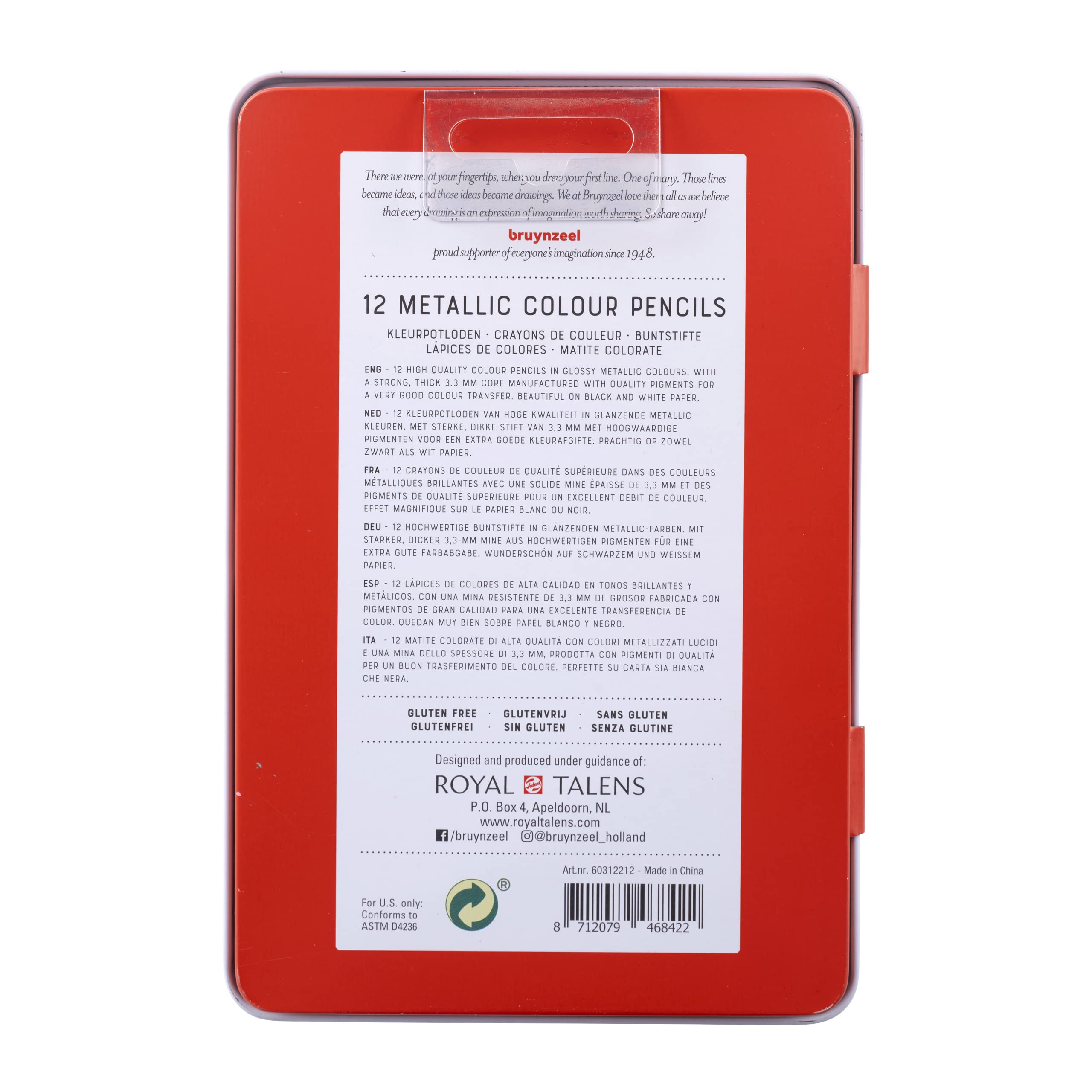 Bruynzeel Expression Colour Pencils 12-Piece Set in Tin, Metallic