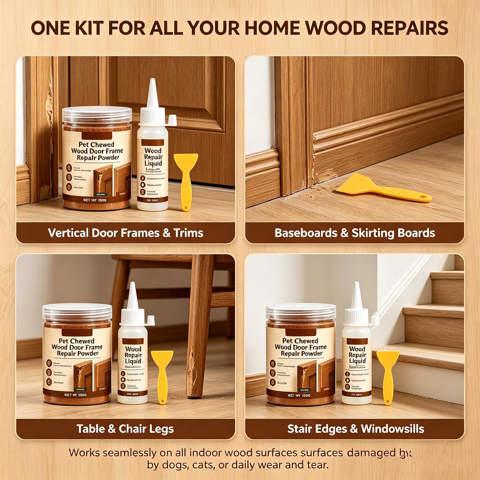 Reparatur-Set Für Holztürrahmen (Bei Bissschäden Durch Haustiere) (3)
