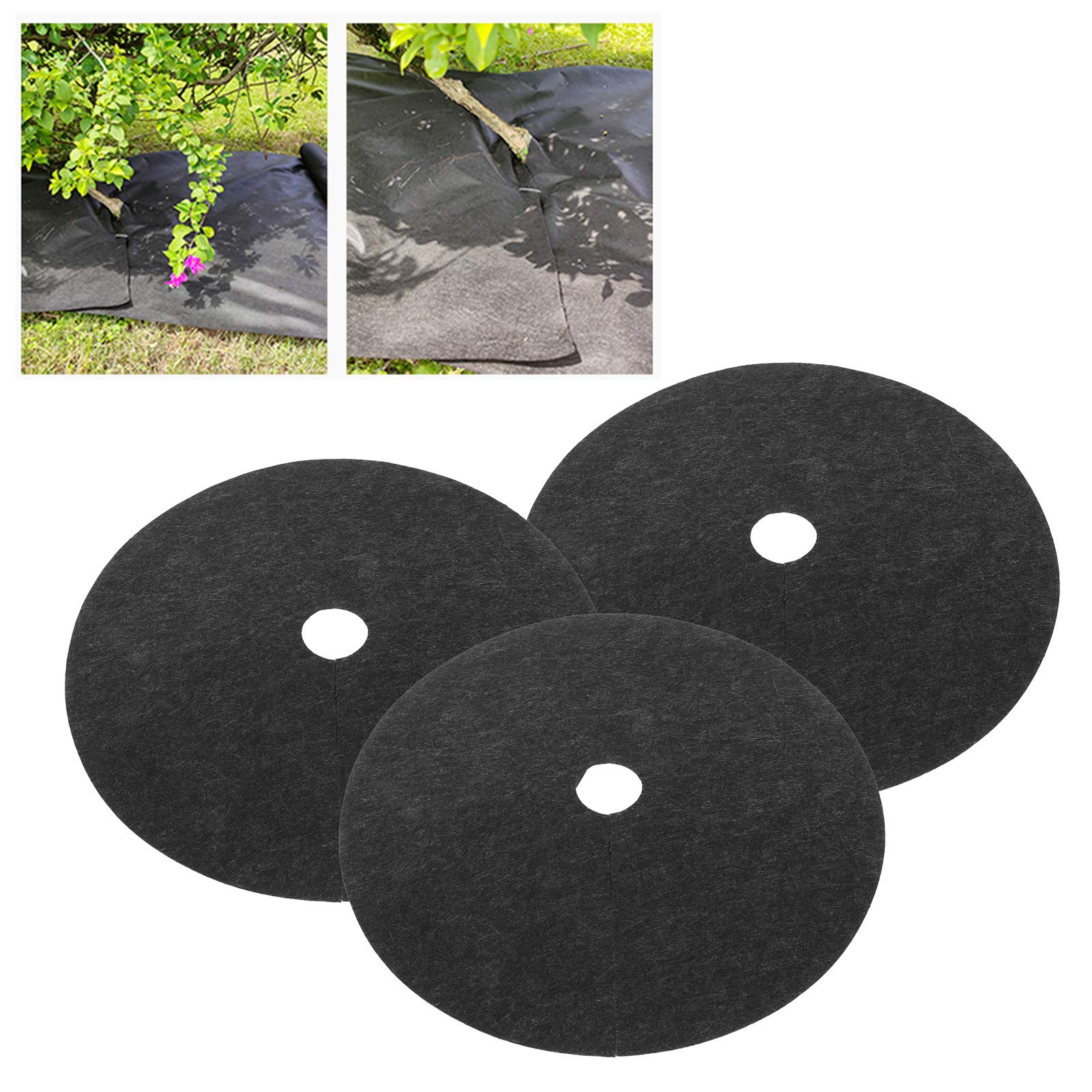 Lot de 30 tapis de contrôle des mauvaises herbes – 42 cm de diamètre – Tissu paysager noir efficace pour l'herbe et les mauvaises herbes, protection durable du jardin pour une utilisation en extérieur