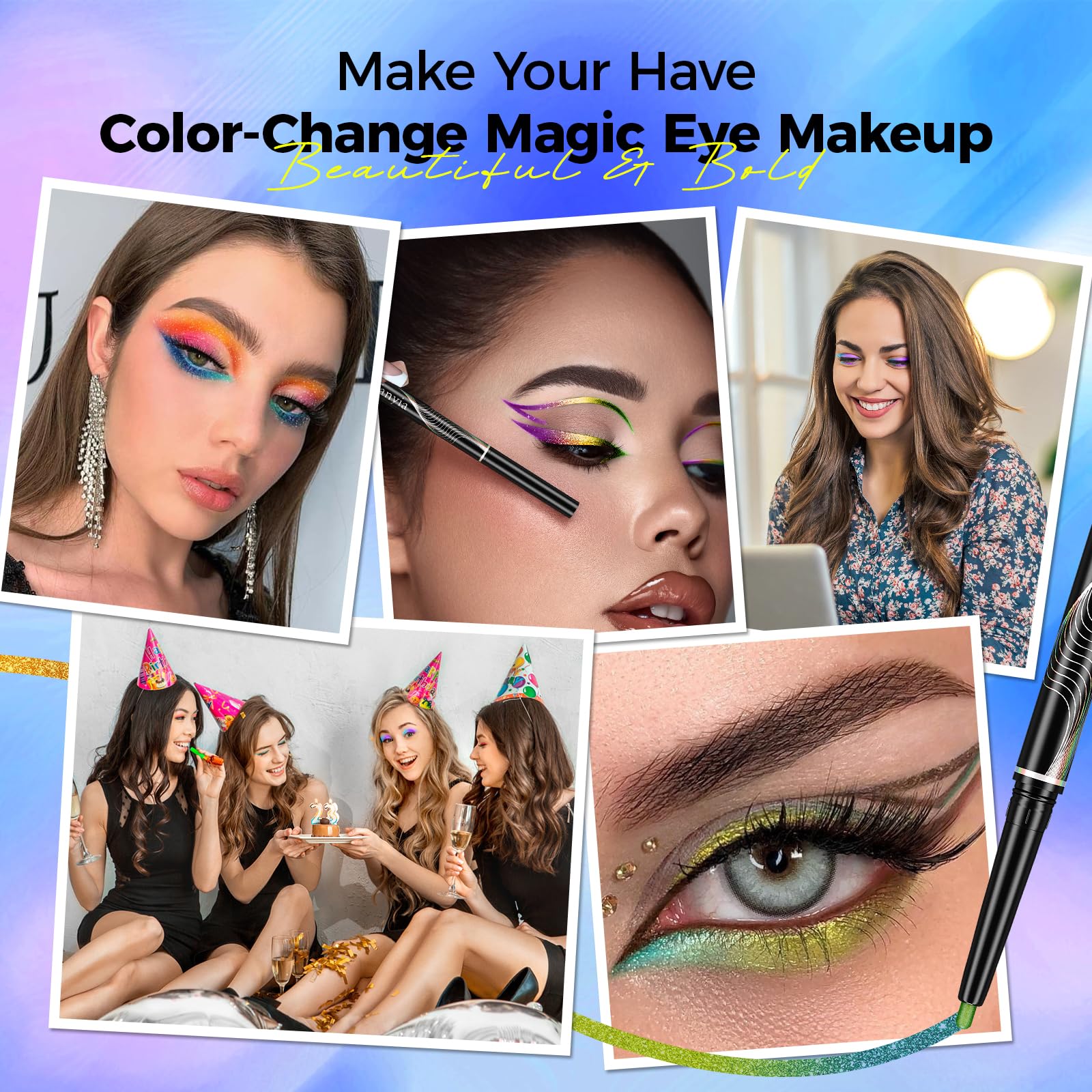 Greyghost Matita Eyeliner Retrattile Multicolore, Eye Liner Waterproof Smudge Proof Metallic Eyeliner Pen 24h Long-Lasting Gel Eyeliner High Pigmented Eyeliner Pencil (#05)