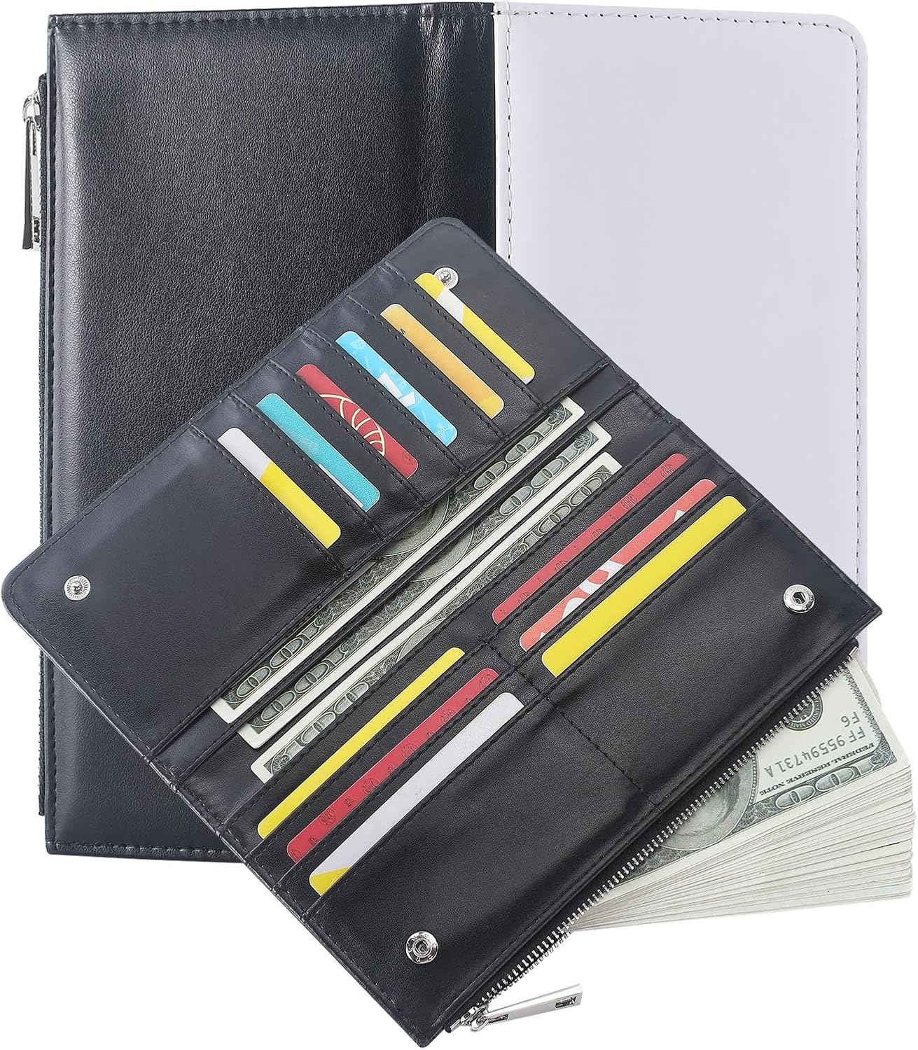 Limitronix 5 pieces Sublimation Blank Long Coin Purse Larger Capacity Women Zipper Wallet PU Leather Coin Credit Card Holder Travel Bag For Diy Crafts Heat Transfer Print