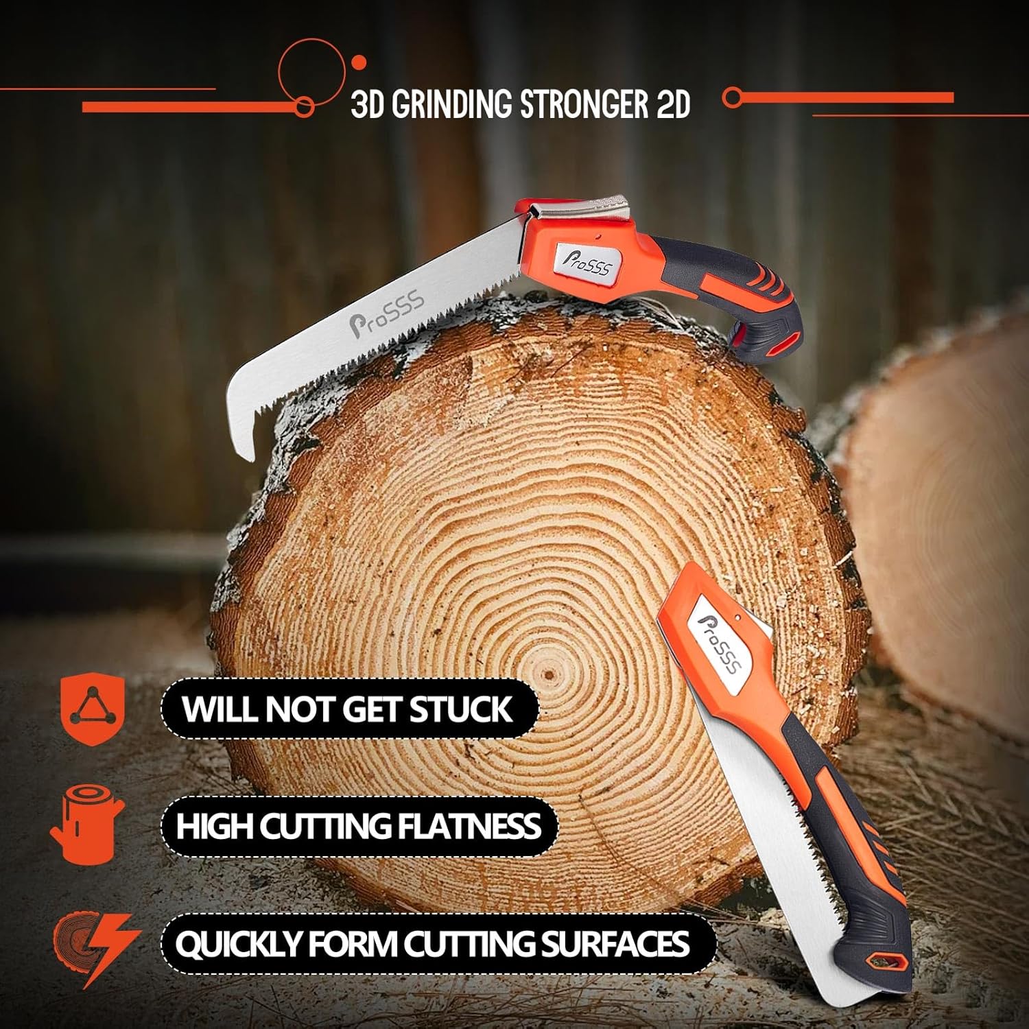 Folding Bone Meat Saw for Hunting and Butchering,1PC Replaceable Blade, 65Mn Spring Steel Blade, 3 Angles to Lock, Triple Ground Saw Teeth with A Storage Bag