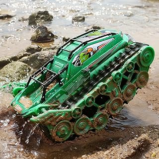 Ruko 1604 Amphibious Remote Control Car, Waterproof Eagle Monster Truck, 360° Rotating Tank, Full Throttle, Cool Tricks Track Toys for Age 3 4 5 6 7 8 Year Old Boys Girls Birthday Gifts, Green