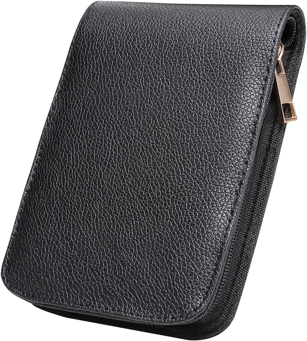 Topoomart Fountain Roller Ball Pen Case Holder PU Leather Bag for 12 Pens Color Black