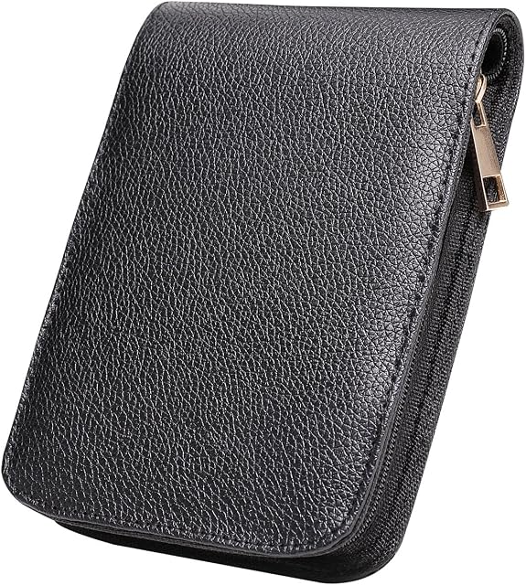 Fountain Roller Ball Pen Case Holder PU Leather Bag for 12 Pens Color Black