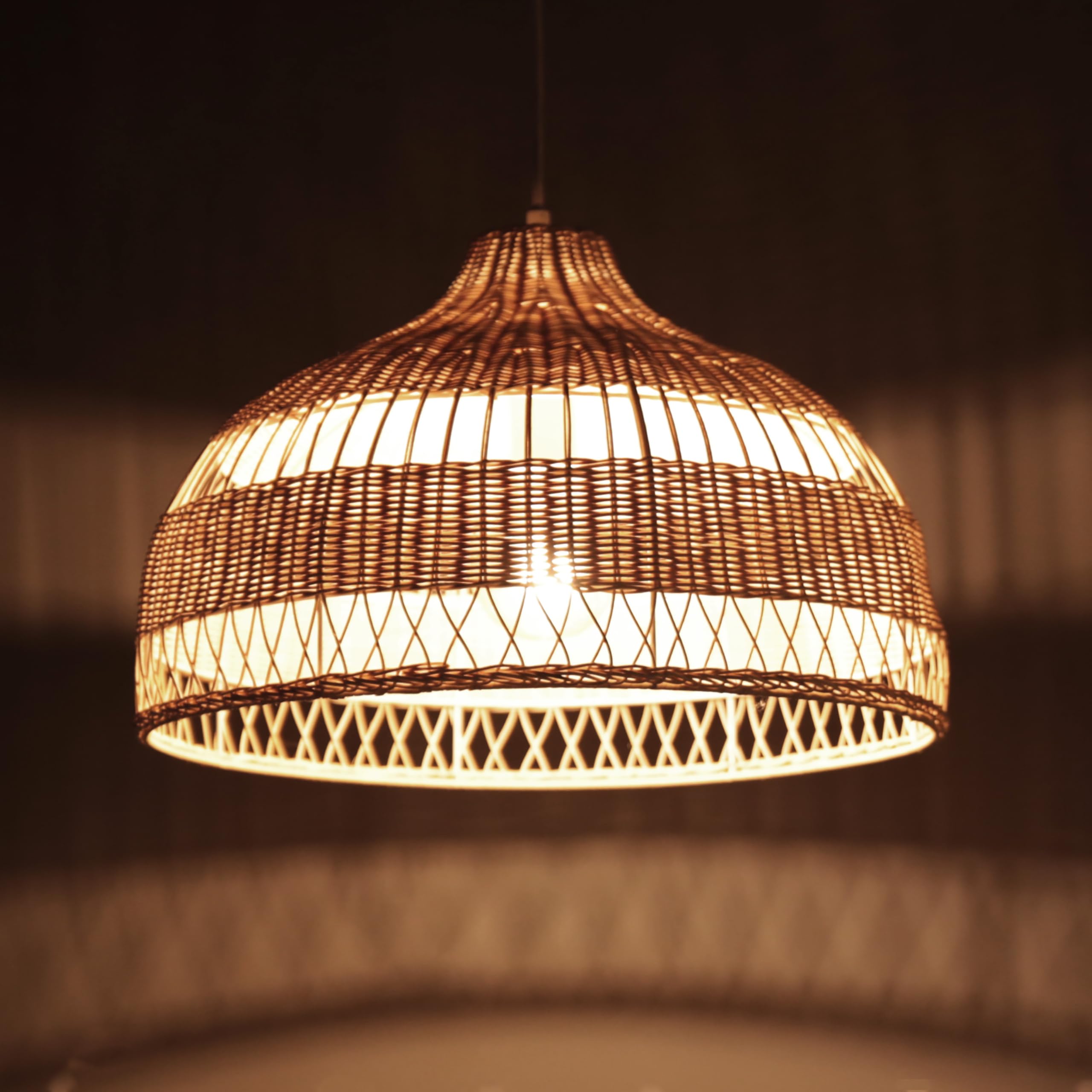 Sulion - Lámpara de Techo BOHO Fibras Naturales | Luz E27 Regulable | Diseño Bohemio y Acogedor | Ratán Artesanal | Iluminación Decorativa para Salón y Dormitorio