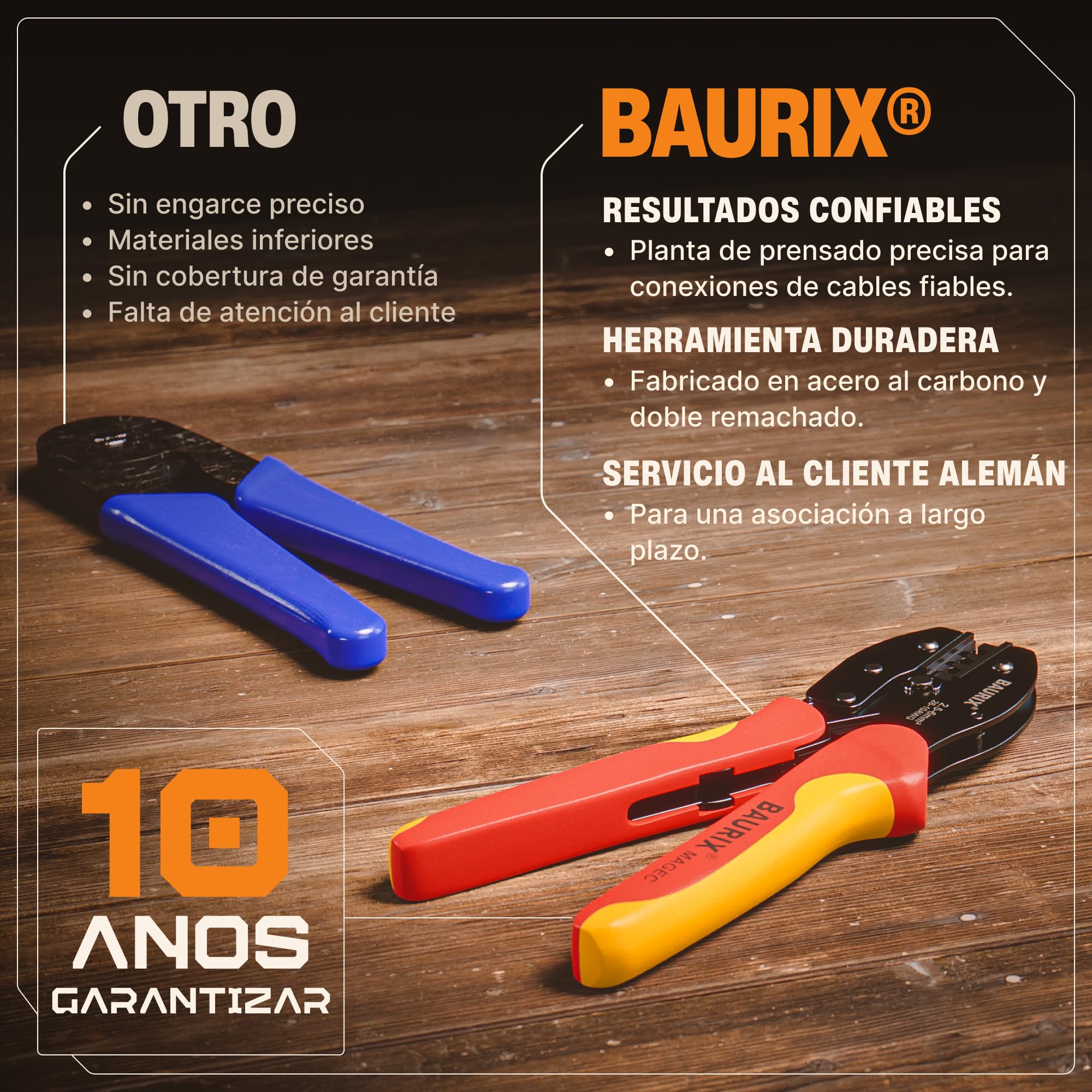 BAURIX Tenaza Crimpadora MC4 2,5-6mm² para Cables PV Conectores Solares