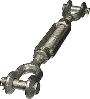 Indusco TB001IM12 Hot Dipped Drop Forged Galvanized Steel Jaw and Jaw Turnbuckle, 10000 lbs Working Load Limit, 1