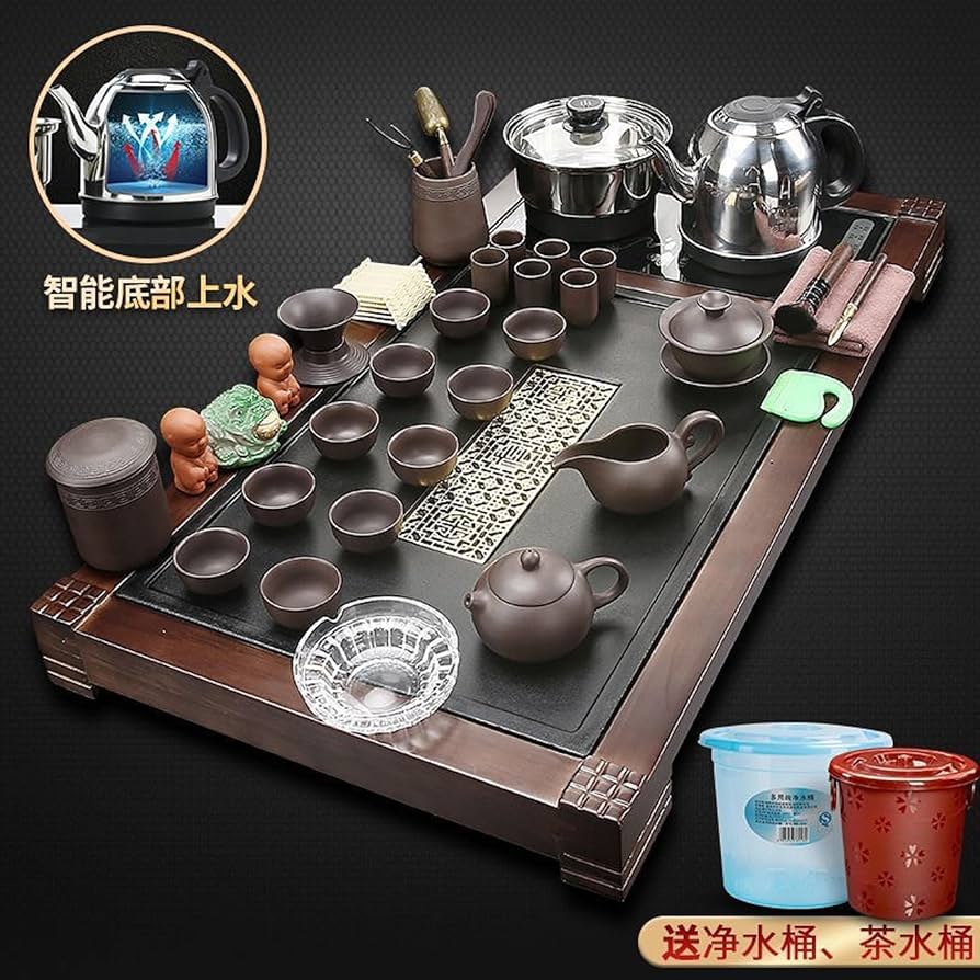 功夫茶具セット家庭用事務室の接客Q Amazon.com: 全自动一体套装功夫茶具家用办公室泡茶喝茶茶桌茶几