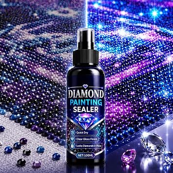 Diamond Art Sealer Spray, Diamond Painting Sealer Spray, 100ml Diamond Art Sealer Locks Beads, Glossy Finish, Dries Fast & Lasts for Art Puzzles, Coasters & DIY Crafts 100ml-1pc