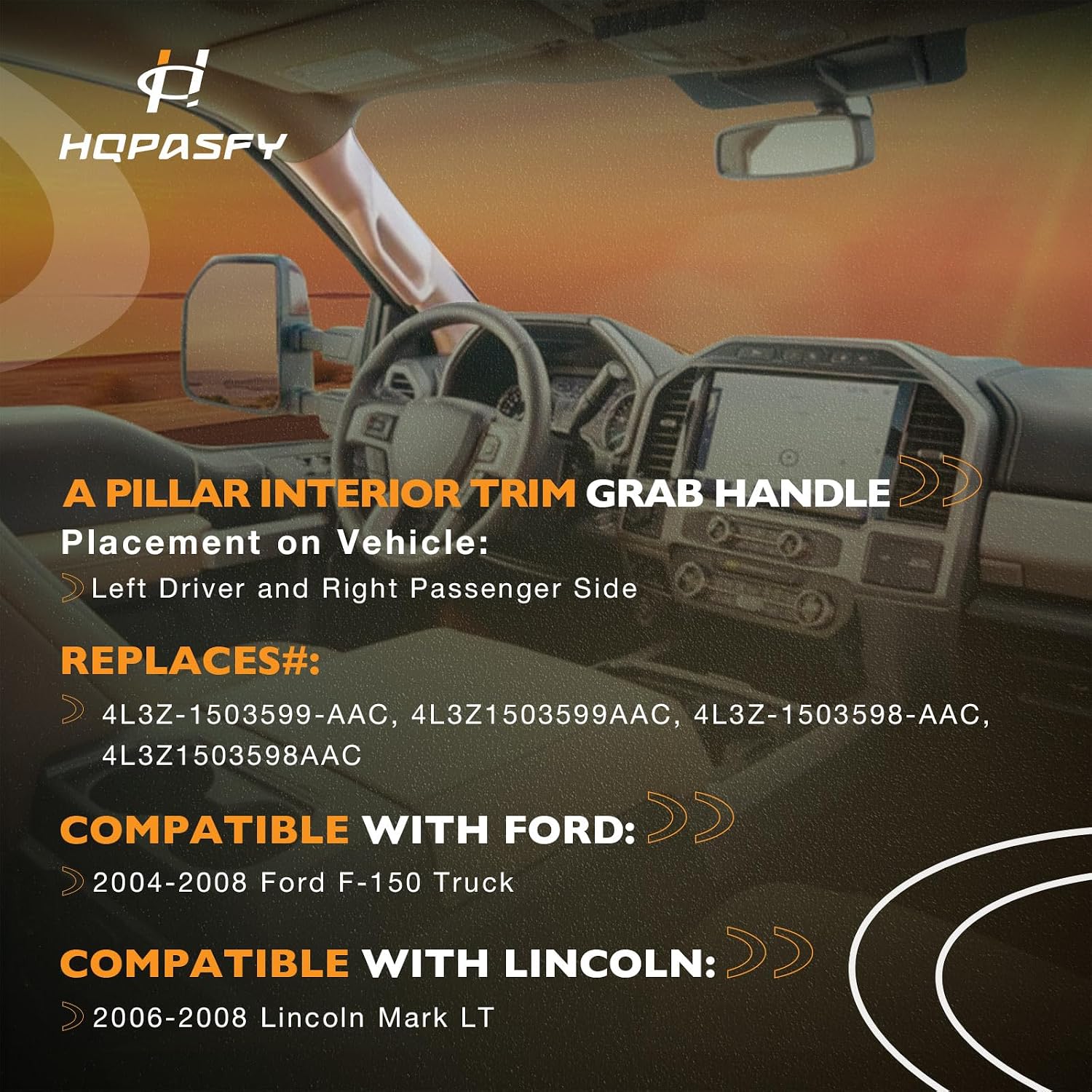 HQPASFY A Pillar Interior Trim Grab Handle 1 Pair Compatible with 2004-2008 Ford F150 2006-2008 Lincoln Mark LT Replace# 4L3Z-1503599-AAC, 4L3Z-1503598-AAC Left Right Driver Passenger Side Beige