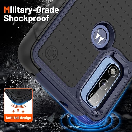 Miniatura 7 de Jeylly Funda para Moto G Pure, Moto G Power 2022, Moto G Play 2023 2 protectores de pantalla de vidrio templado 360 cuerpo completo delgado a prueba