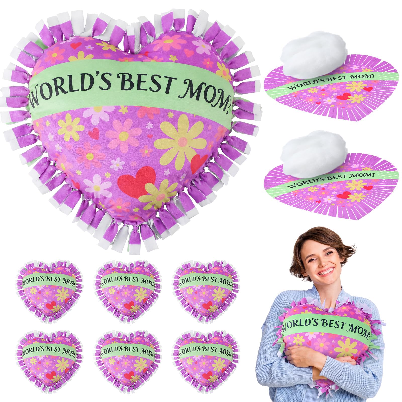 Weysat 6 Sets Christmas Heart Tied Pillow Craft Kit DIY Gifts