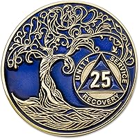 Vista 151 de Medallón AA de 5 años – Árbol de la Vida trenzado chapado en oro AA Chip de recuperación – morado