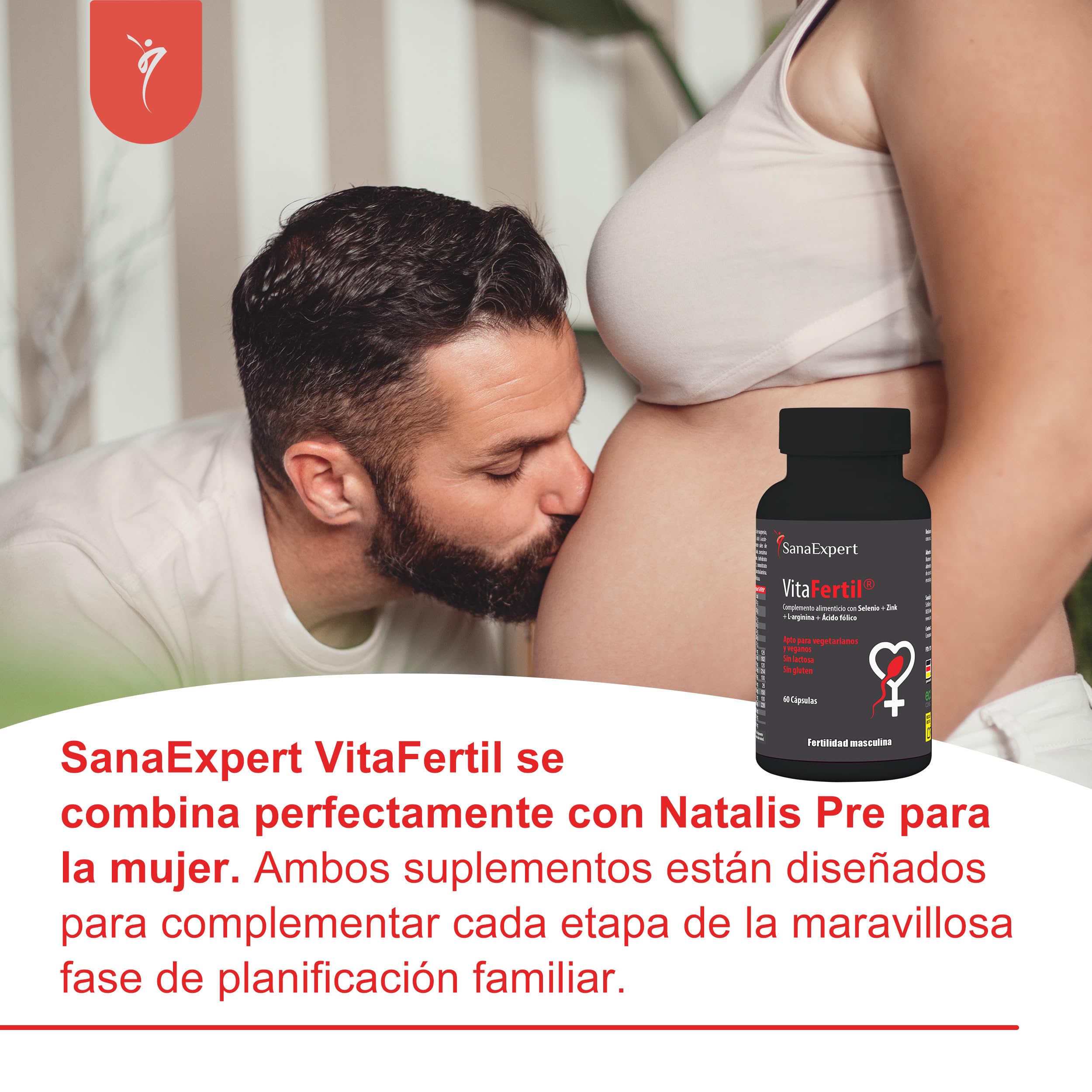 SanaExpert VitaFertil – Complemento Nutricional para Hombres – Con L-arginina, Zinc y Vitaminas Esenciales – 60 Cápsulas – Fabricado en Alemania
