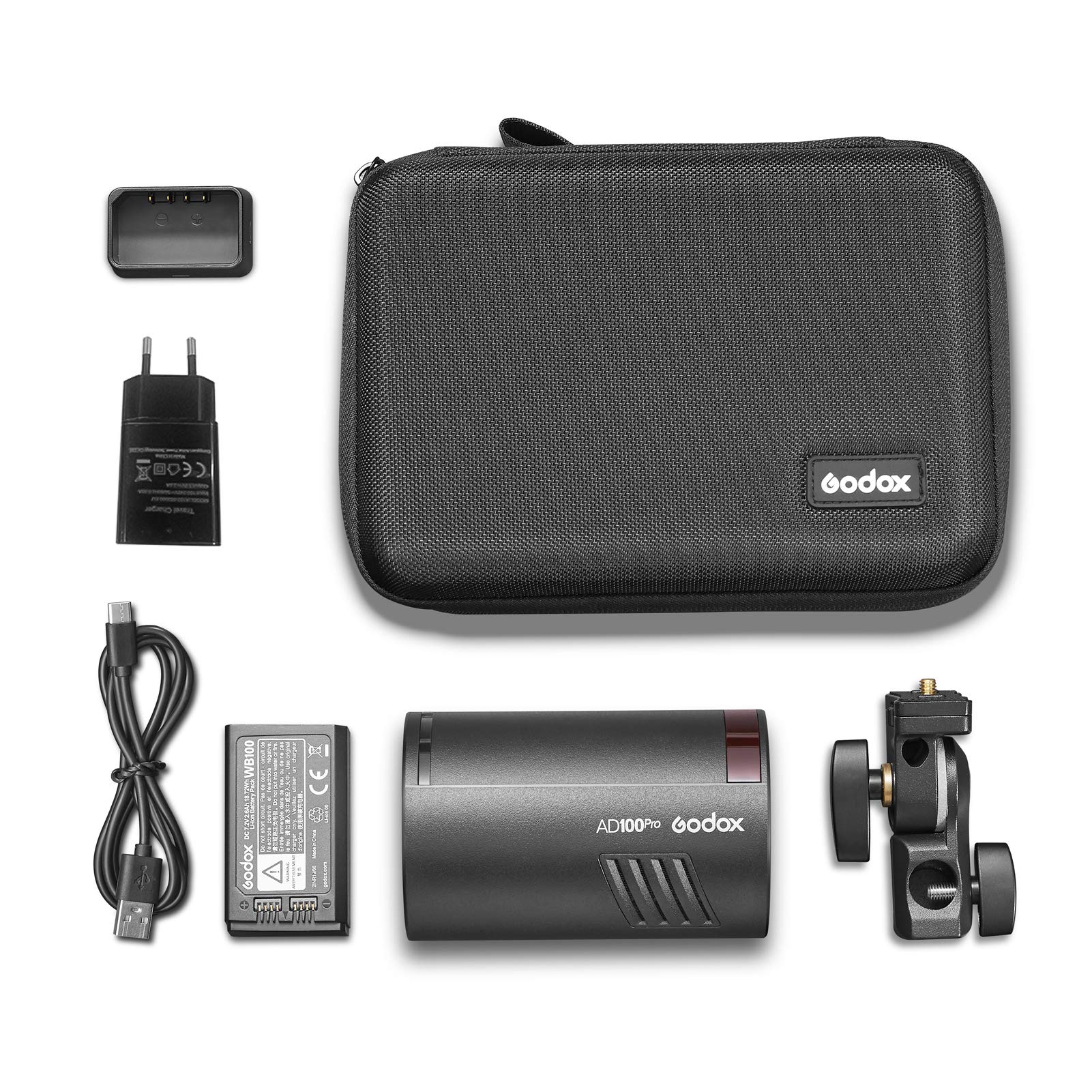 Godox AD100Pro Pocket Studio Ritratto Flash Light Photography Lampada 5800K 1 / 8000s Sincronizzazione TTL/Multi/M Flash Sistema X wireless 2.4G integrato con batteria ricaricabile 2600mAh