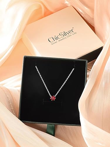 Miniatura 9 de ChicSilver 925 Sterling Silver 12 Months Sparkling Round Cut Created Birthstone Pendant Necklace, 16 Inch Rolo Chain