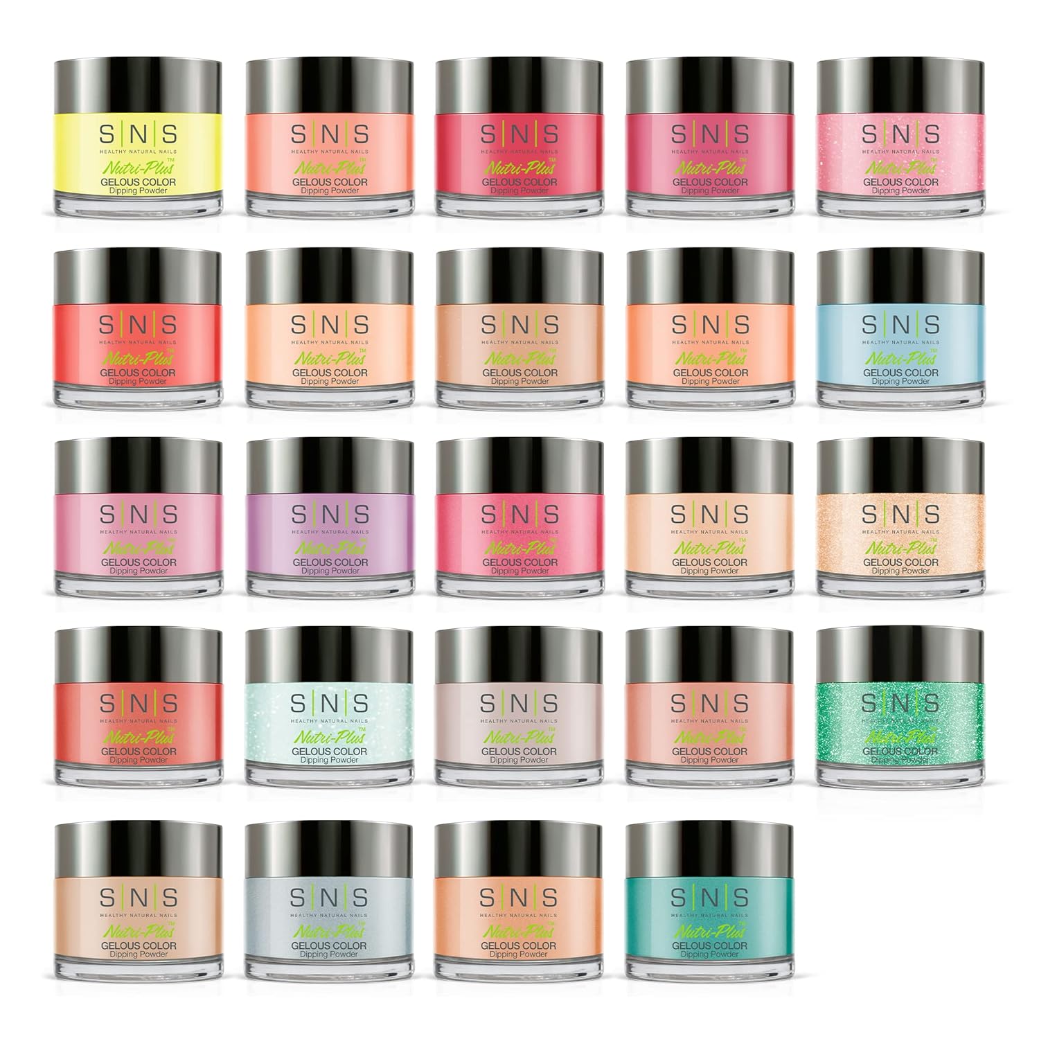 SNS Nails Dip Powde asting Acrylic Nail Color & Polish Lasts 14 Days - Low-Odor & No UV Lamp Required - 1.5 Oz r Kit, Gelous Color Dipping Powder Set - Bare to Dare Master 24-Piece Set - Long-L