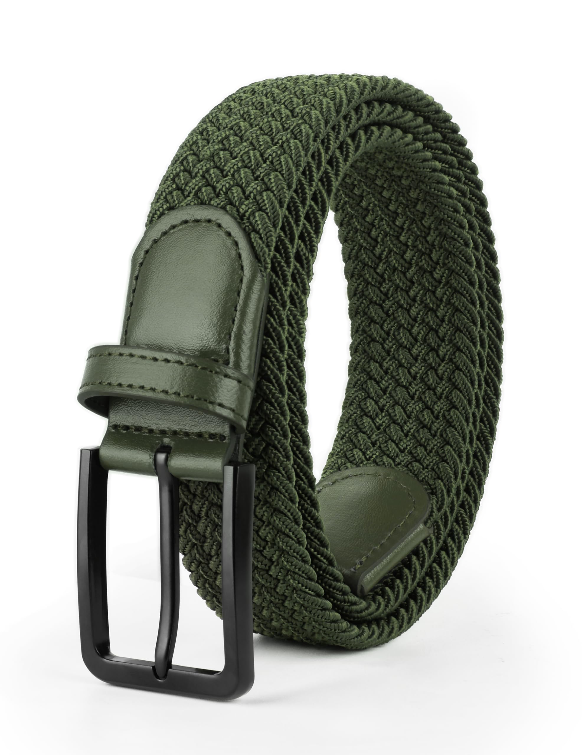 Stretch Elastic Braided Woven Golf Belt 1 3/8 Inch Wide for Men and Women, Green, Large (Fits 36-40" Waist)