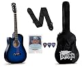 Intern INT-38C-L-BLS Left Hand Acoustic Guitar Kit, With Bag, Strings, Pick And Strap, Blue