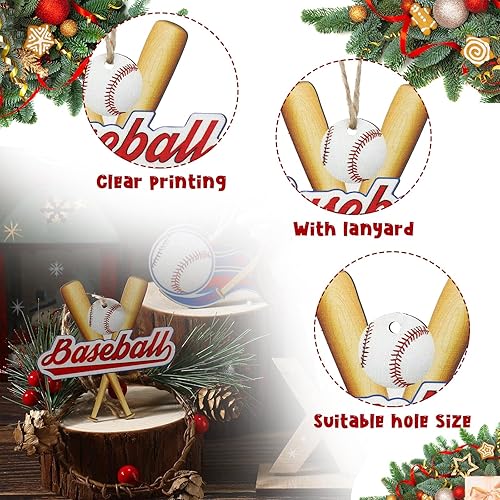 Miniatura 3 de Juego de 24 adornos de bolas deportivas de Navidad de madera, juego de adornos de pelota de fútbol, baloncesto, béisbol, fútbol, voleibol, tenis,