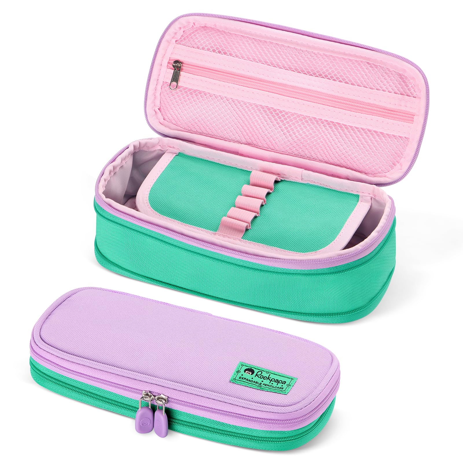 rockpapa Expandable Cute Pencil Case for Girls Aesthetic Pencil Case with Compartments