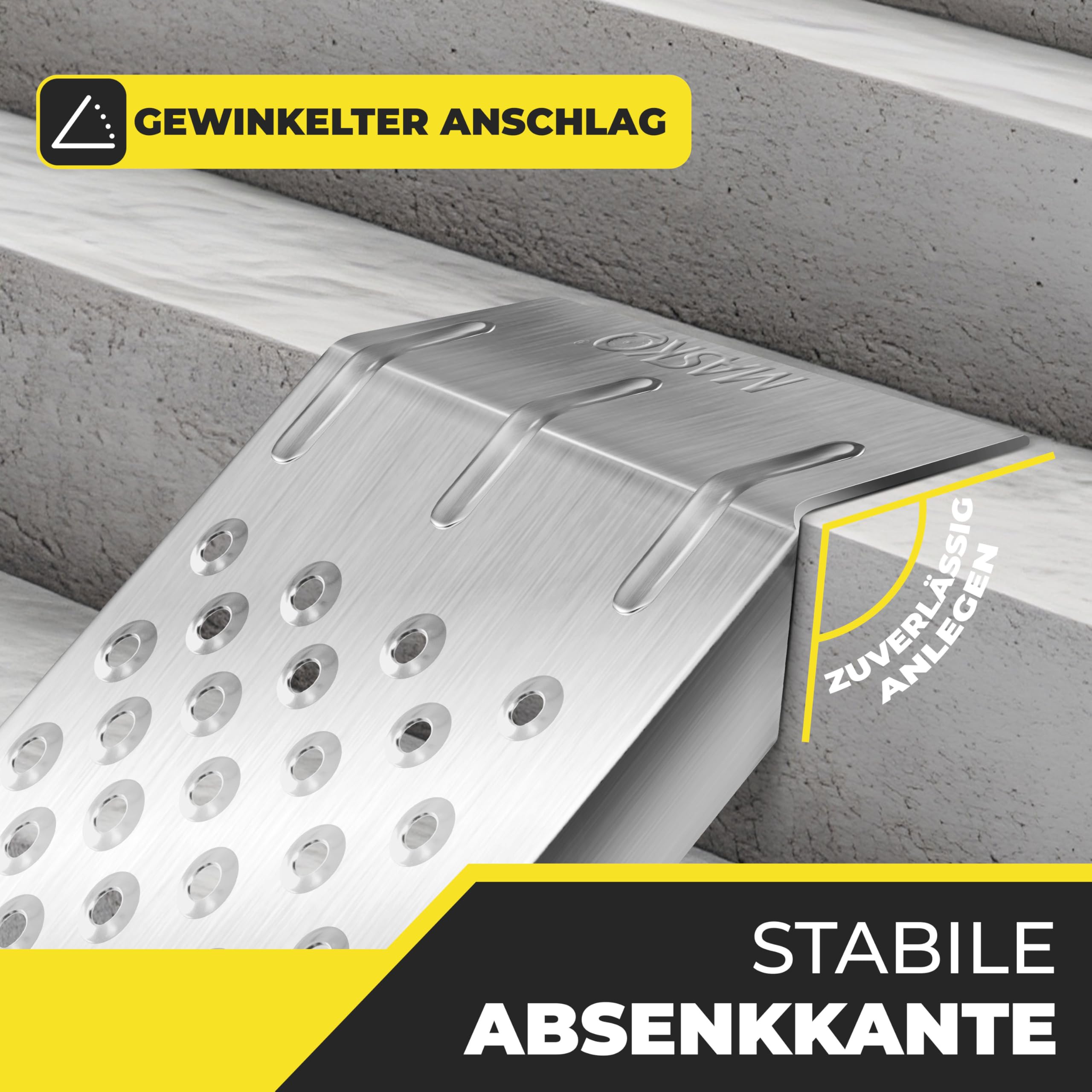 MASKO® 2X Auffahrrampe | Verladerampe | Verladeschiene | verzinkter Stahl | Antirutsch | 200kg* Pro Stück | Max 400kg* Pro Paar | Motorrad ATV Quad PKW Auto Laderampe | Anhängerrampe