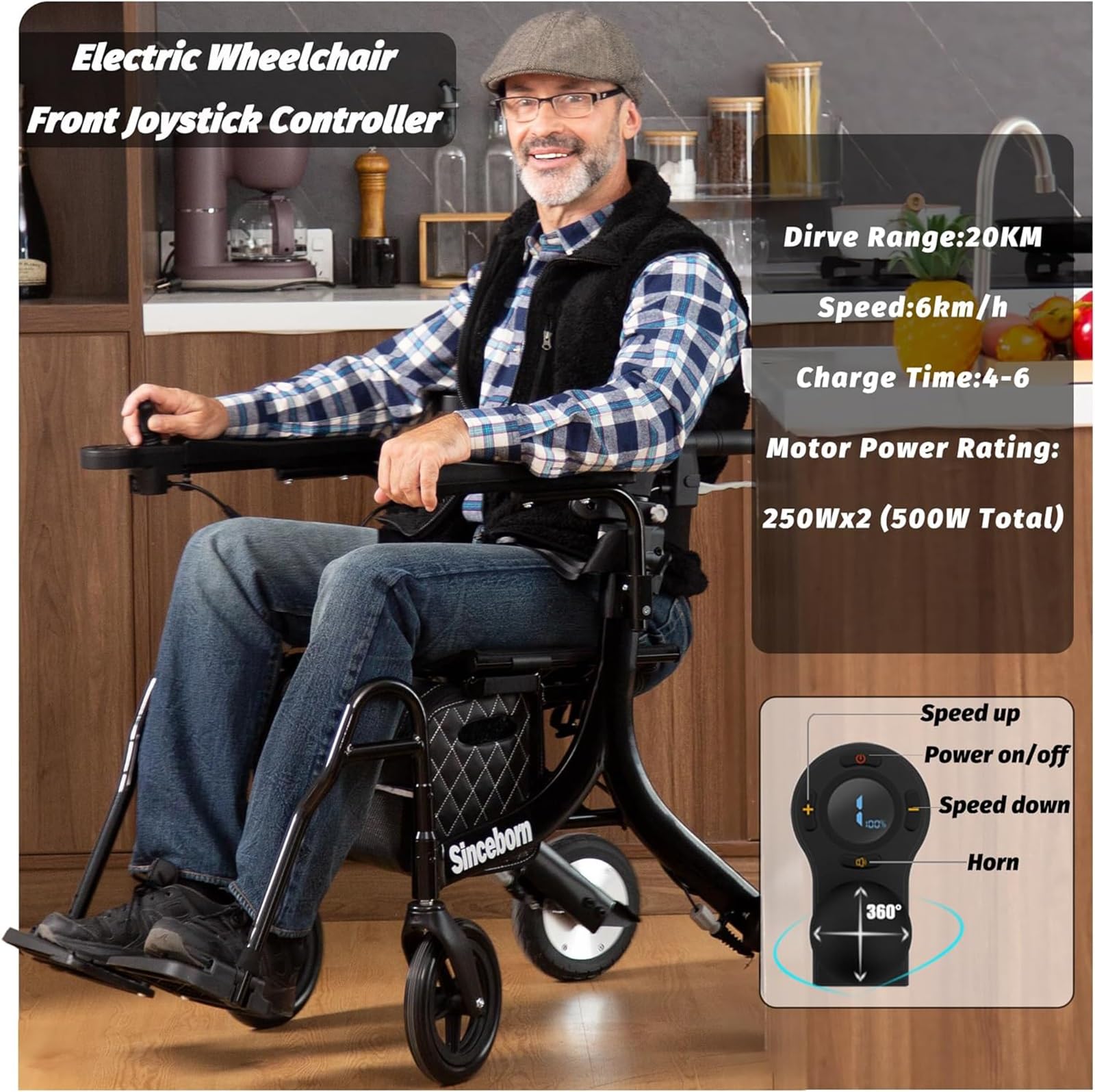 Andador con ruedas, con asiento, andador eléctrico multifuncional 5 en 1 para personas mayores, silla de ruedas de transporte, scooter de movilidad ligero y plegable, silla de ruedas eléctrica, carri