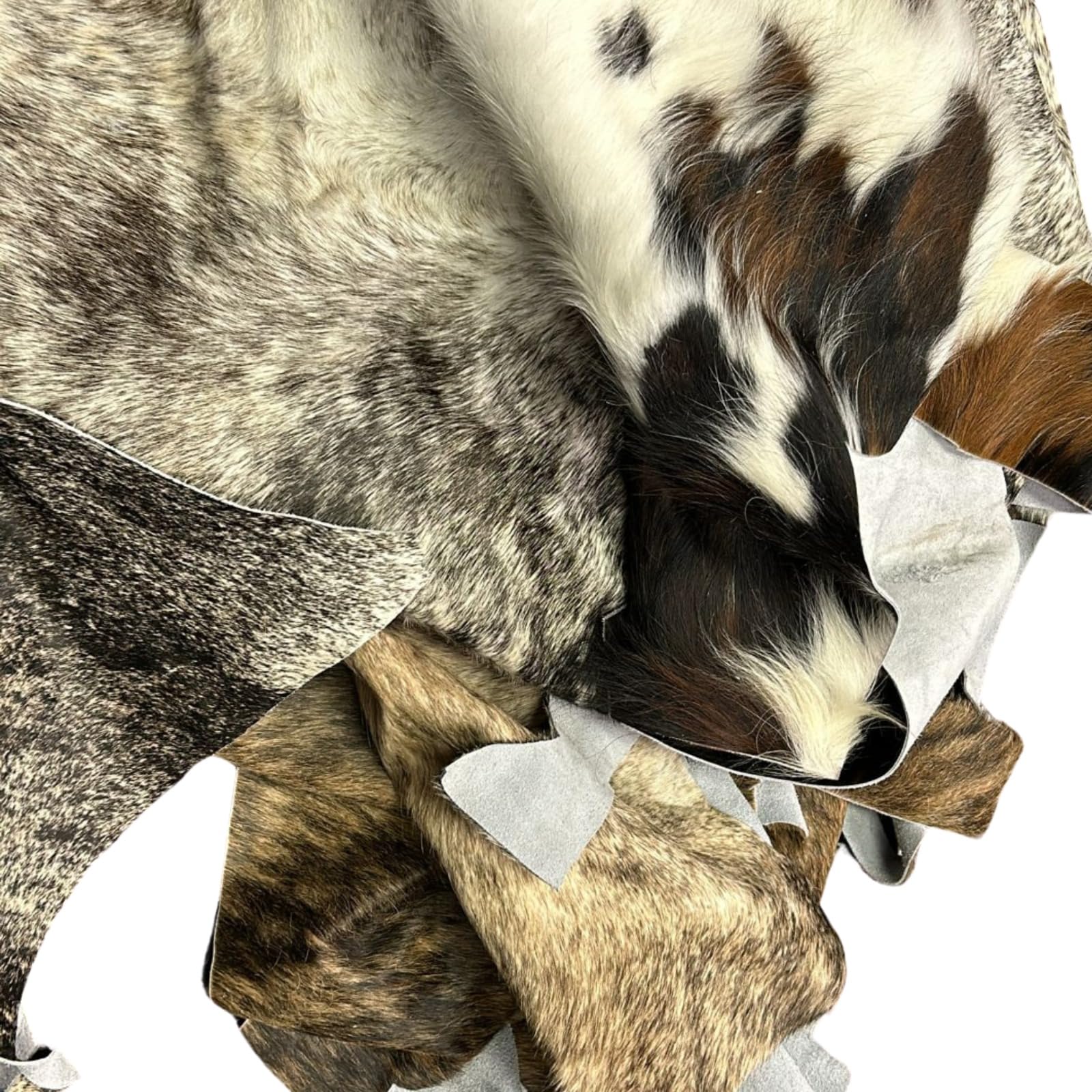 ArtisanCowhides Genuine Hair On Cowhide Scraps Leather Hide Remnant for Tooling/Crafting- Assorted Colors, Shapes & Size - Approx. 2lbs