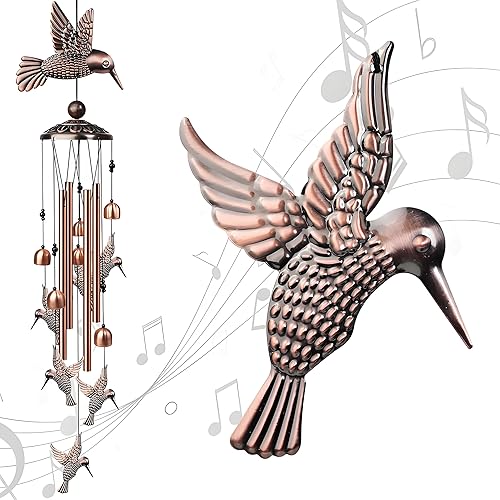 Vista 8 de Hummingbird Wind Chimes for Outside, Decorative Wind Chime Hummingbird Gifts for Women/Mom/Grandma, Memorial Windchimes Outdoors with S Hook for
