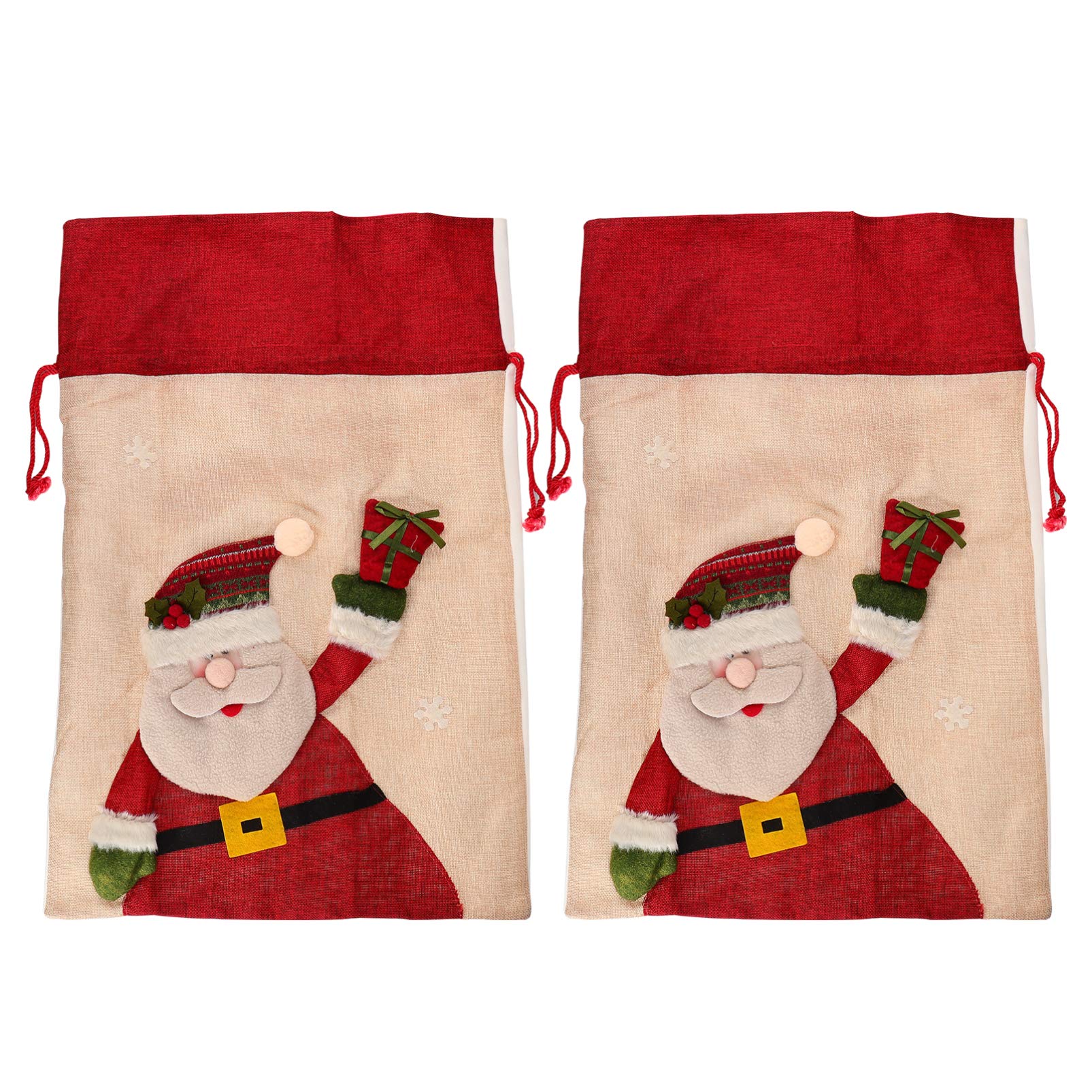 KOMBIUDA 2pcs Santa Claus Cartoon Storage Bags Decorative Tote Bags for Xmas Parties Fun Festive Packaging for Apples Candies More Odorless Durable Design
