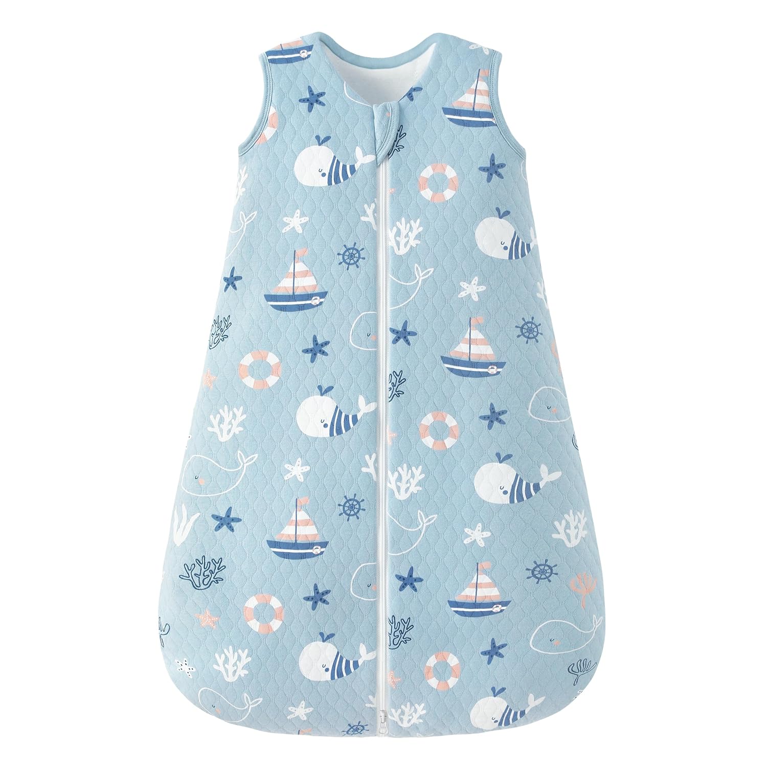 Baby Sleep Sack 6-12 Months 2.5 TOG, Winter Cotton Sleepsack Newborn and Infant, Warm Quilted Baby Wearable Blanket, Baby Sleeping Bag with 2-Way Zipper Blue Sea