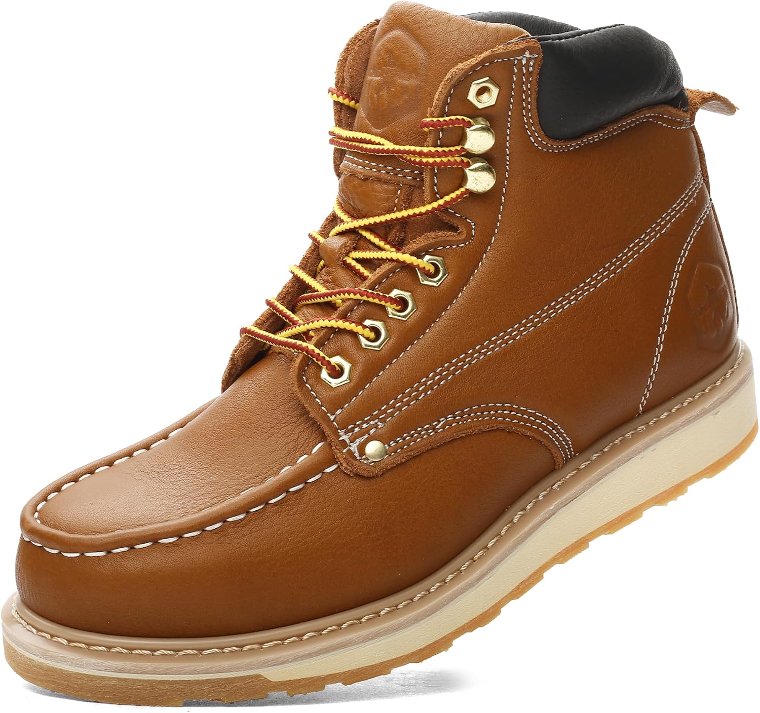 Moc Soft Toe 6W-15W Work Boots for Men 6" GoodyearWelt Non Slip Wedge Outsole Full Grain Leather EH Rated Industrial Boots