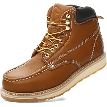 Moc Soft Toe 6W-15W Work Boots for Men 6" GoodyearWelt Non Slip Wedge Outsole Full Grain Leather EH Rated Industrial Boots