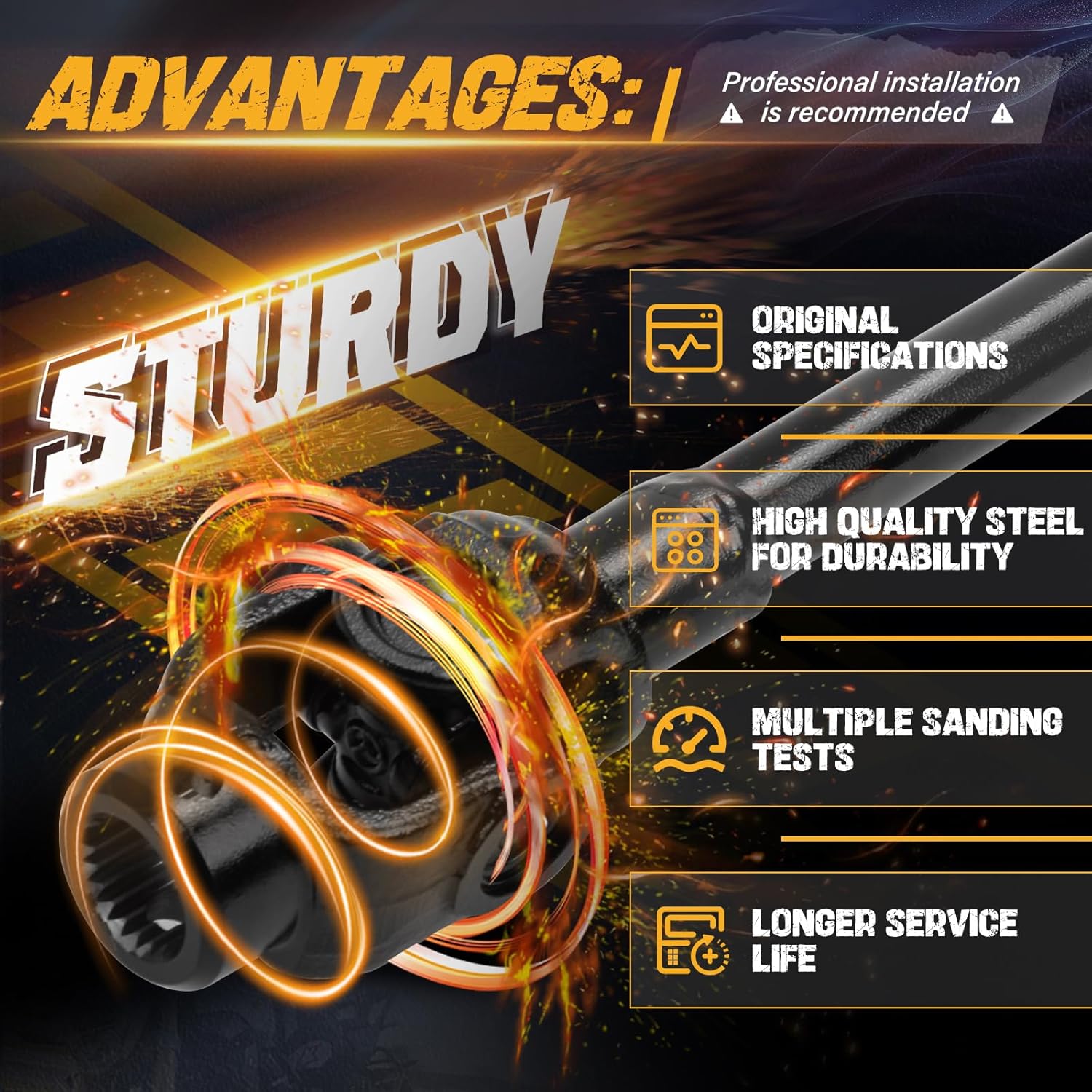 Front Propeller Drive Shaft Prop Fit for Polaris Sportsman 500 2004-2006 | Fit for Polaris Sportsman 450 2006 | Fit for Polaris Sportsman 400 2004-2005, OE 1380233