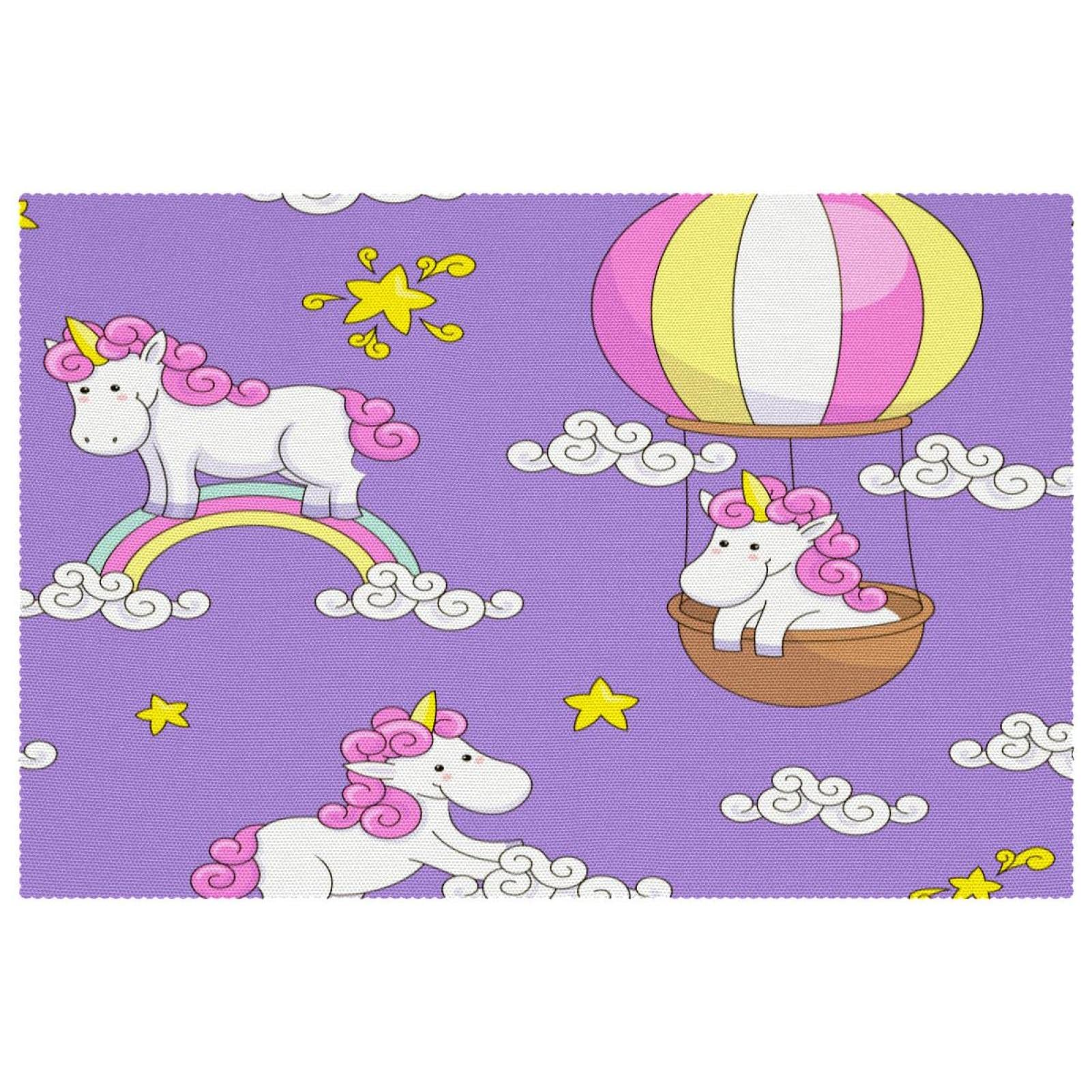 Set de table licorne résistant à la chaleur avec motifs arc-en-ciel lavables