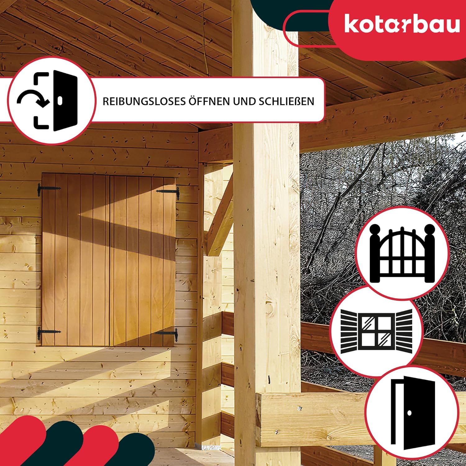 KOTARBAU® Exterior Shutter/Door Strap Hinge 300 mm (11.81 in) Wooden Gate Door Hinges Shutter Hinges Powder Coated Black