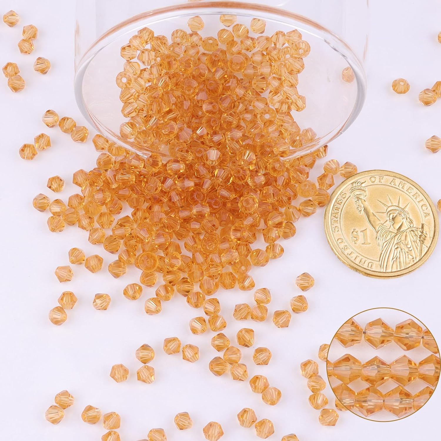 400pcs 4mmBicone Crystal Beads Bulk -Faceted Glass Bead,Loose Spacers Beads for Jewelry Making, DIY Necklace, Bracelet,Earring(Orange Crystal) - Image 2
