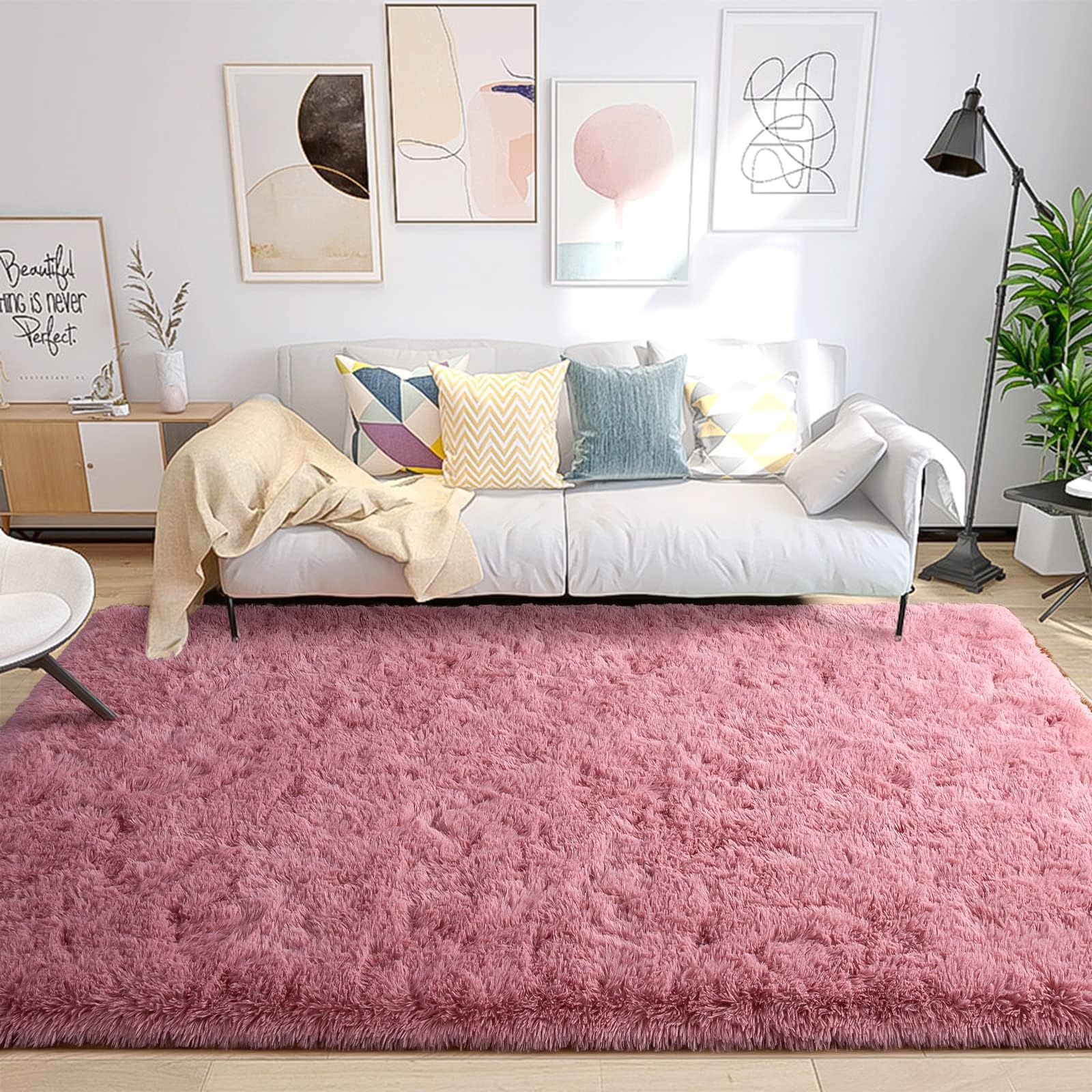 Amazon.com: Prabia Super Soft Fluffy Shaggy Rugs for Living Room Bedroom, Fuzzy Plush Area Rugs ...