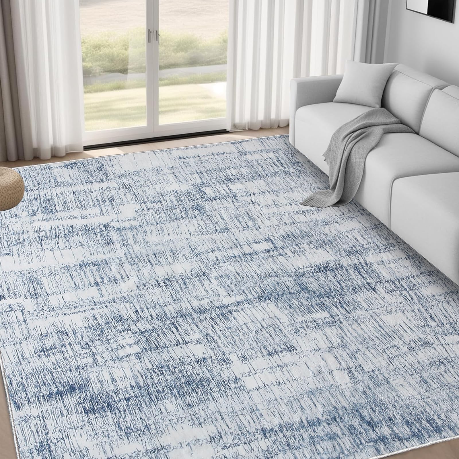 Tinyboy-hbq Alfombra Salon Lavable Pelo Corto Alfombras de Habitacion Antideslizante Suave Alfombras Salon Modernas Grande para Dormitorio (Azul Claro/Multi, 200 x 300 cm)
