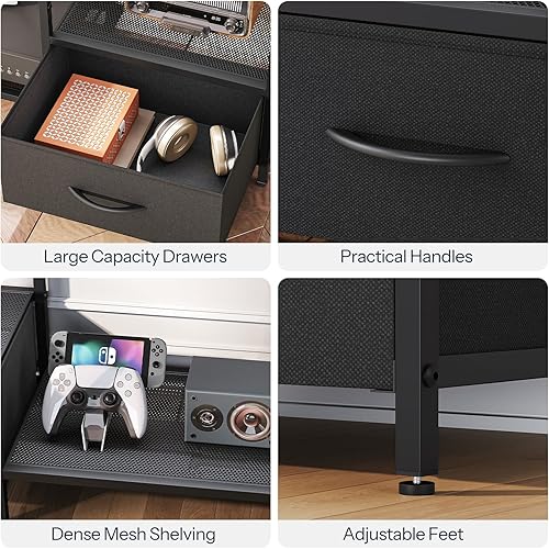 Miniatura 7 de HOOBRO Soporte de TV LED con almacenamiento, centro de entretenimiento LED con estantes abiertos y cajón, se adapta a televisores de hasta 55