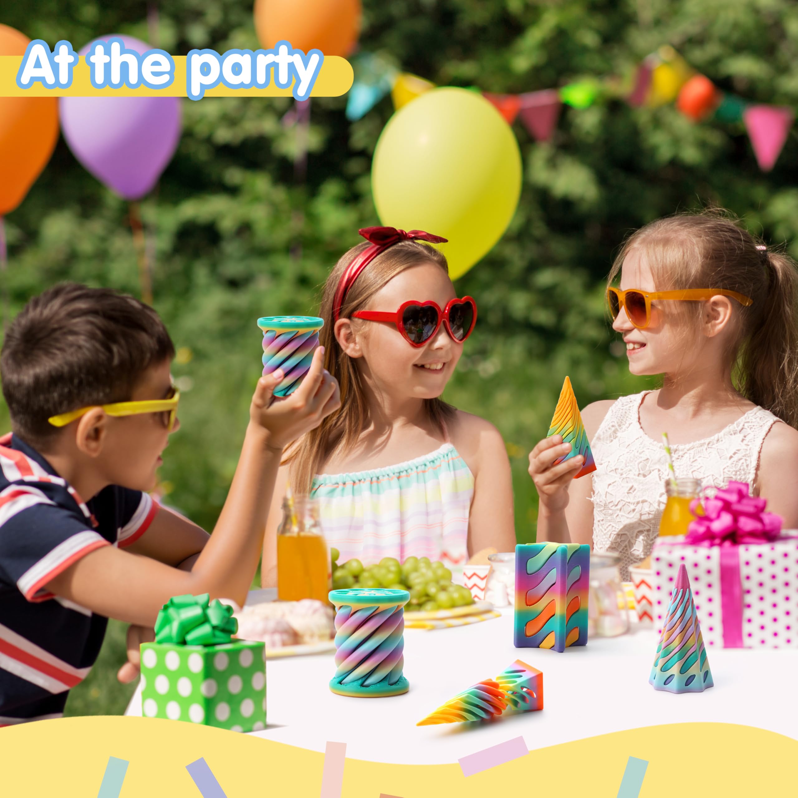 JOYIN 4 Pack Impossible Cone Fidget Toys, Pastel Color 3D Printed Spiral Cone Flexible Impossible Pyramid Passthrough Fidget Toys for Stress Relief, Kids Adults Easter Gifts for Classroom