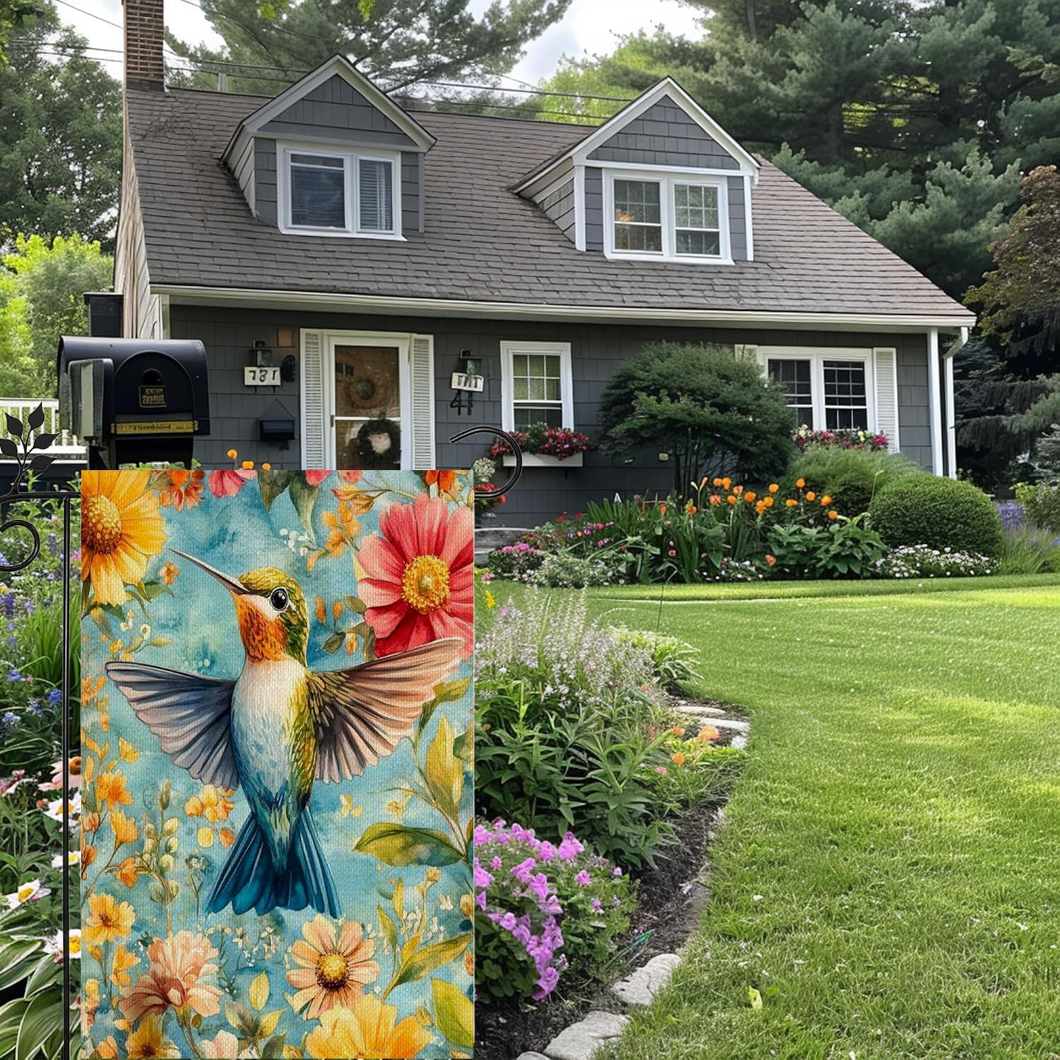 Hummingbird Spring Flowers Garden Flag 12x18 Inch Double Sided,Sunflowers Small Yard Flag Burlap Seasonal Holiday Farmhouse Outdoor Decor CBD036 - Image 2